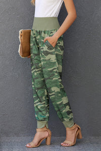Camouflage Pocket Casual Pants with Side Slits