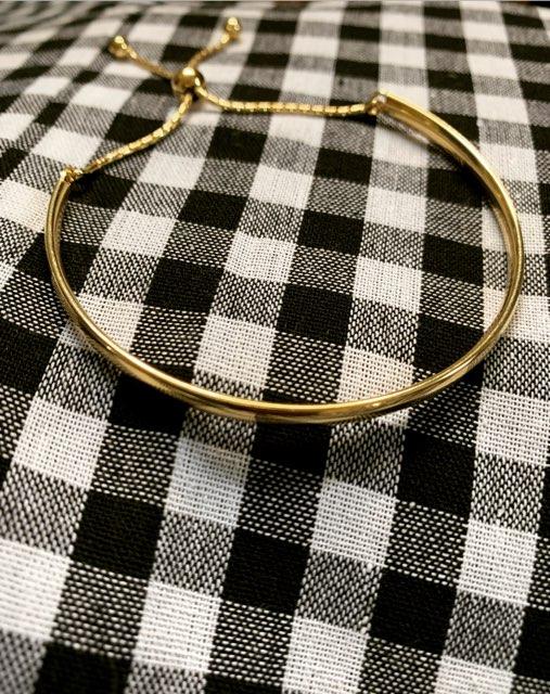 Leslie's Sterling Silver Gold-Plated Polished Domed Bar Adjustable Bangle Bolo