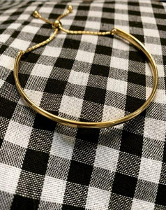 Leslie's Sterling Silver Gold-Plated Polished Domed Bar Adjustable Bangle Bolo