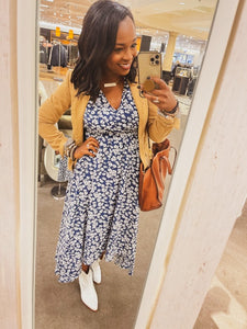 Ditsy Floral Balloon Sleeve High-Low Dress