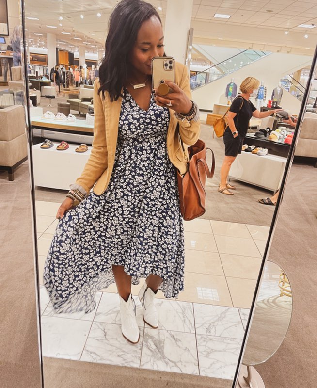 Ditsy Floral Balloon Sleeve High-Low Dress