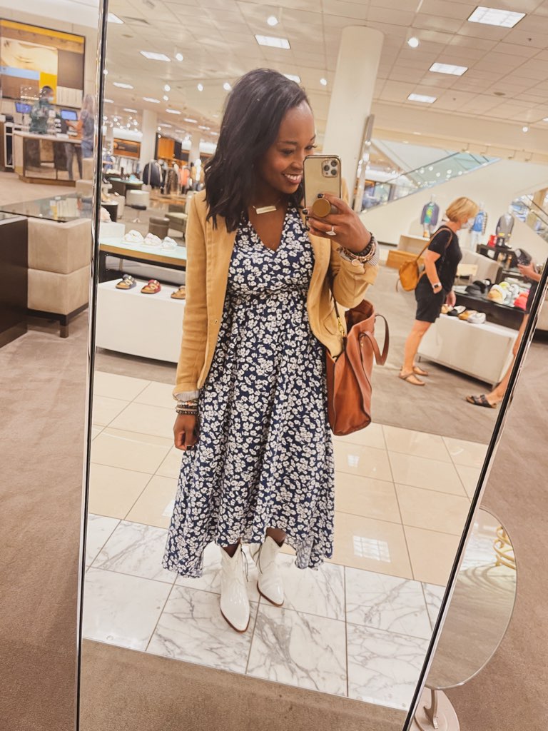 Ditsy Floral Balloon Sleeve High-Low Dress