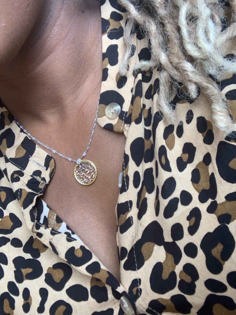 Leslie's Sterling Silver Two-Tone Circle Pendant  With Texture Finish With 2in Ext. Necklace