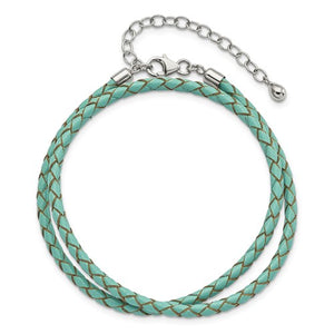 Teal Leather 14in with 2in ext Choker/Wrap Bracelet