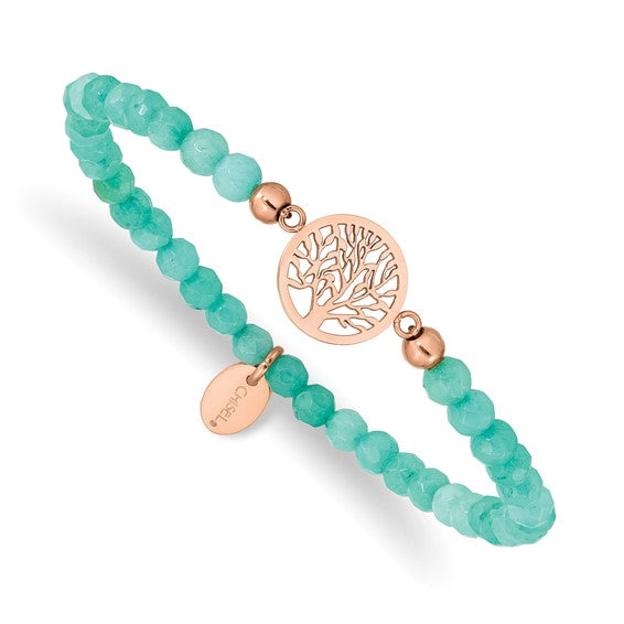 Tree of Life Mint Jade Stretch Bracelet