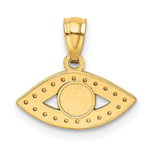 14K Yellow Gold Blue Enameled Eye Pendant with 18 in Gold Chain