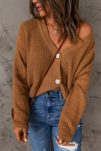 V-Neck Dropped Shoulder Cardigan