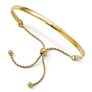 Leslie's Sterling Silver Gold-Plated Polished Domed Bar Adjustable Bangle Bolo