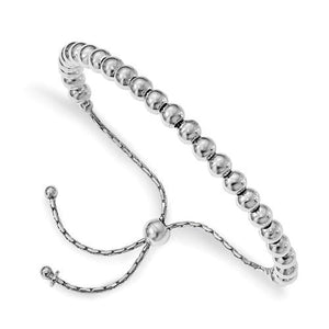 Leslie's Sterling Silver Polished Beaded Adjustable Bolo Bracelet